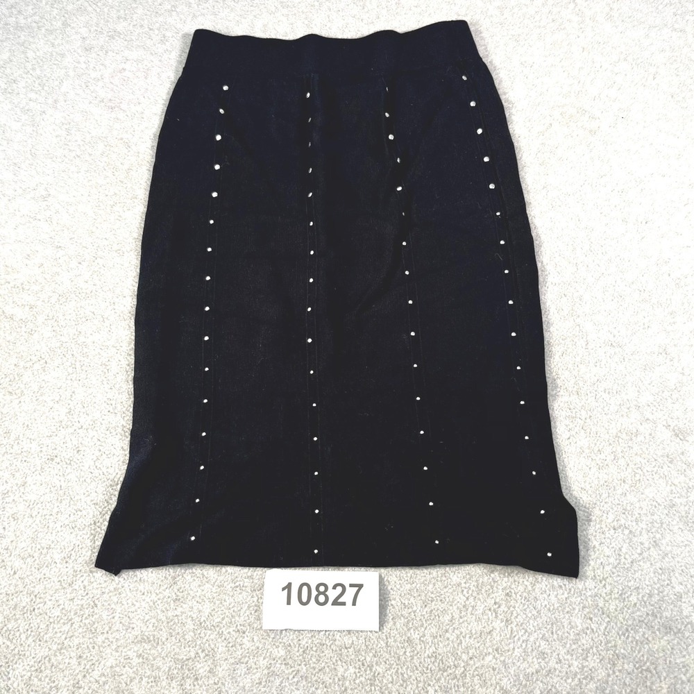 Thalia Sodi Mini Skirt Women's Small Black Studded Relaxed Fit Slit High Waisted